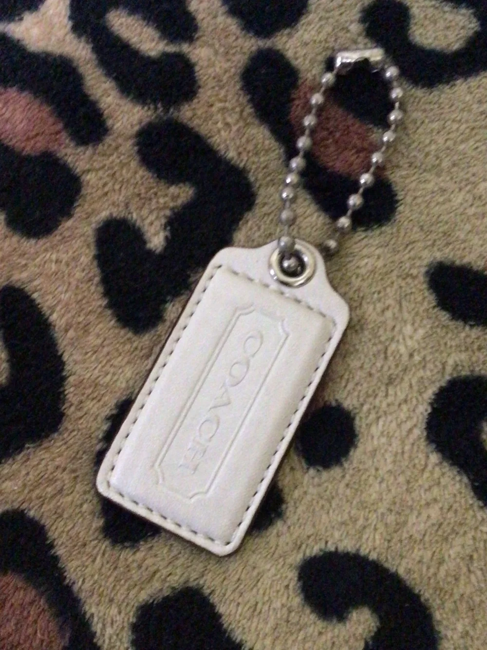 Coach Cream Leather Hangtag/Keychain